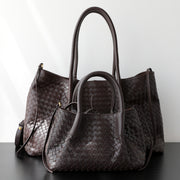 Woven Leather Tote Set – Handcrafted Italian-Style Shoulder Bags
