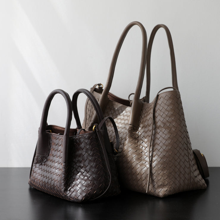 Woven Leather Tote Set – Handcrafted Italian-Style Shoulder Bags
