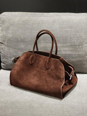 Suede Structured Tote Bag – Handcrafted Soft Leather Shoulder Bag