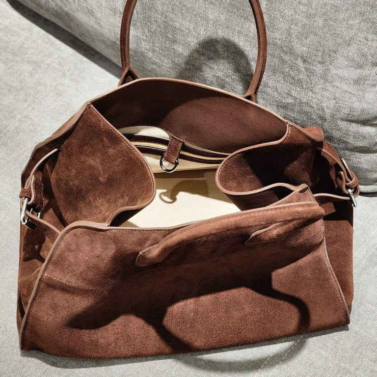 Suede Structured Tote Bag – Handcrafted Soft Leather Shoulder Bag