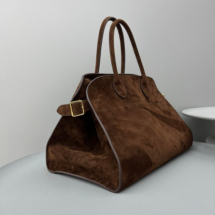 Suede Structured Tote Bag – Handcrafted Soft Leather Shoulder Bag
